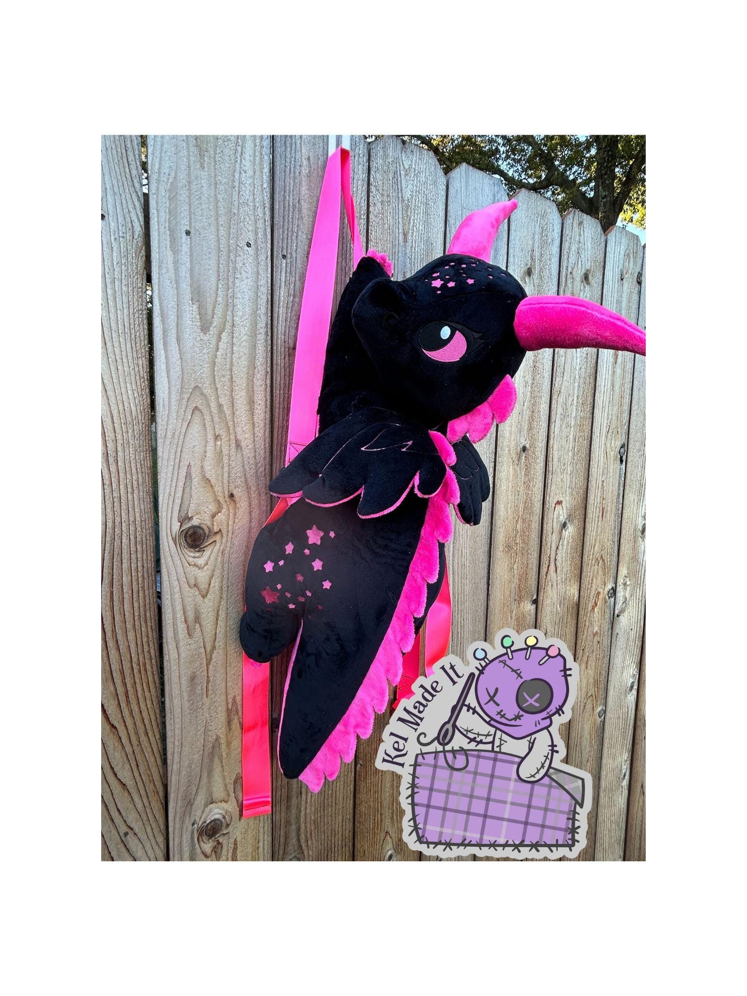 Pink Stars Dragon Plush Backpack