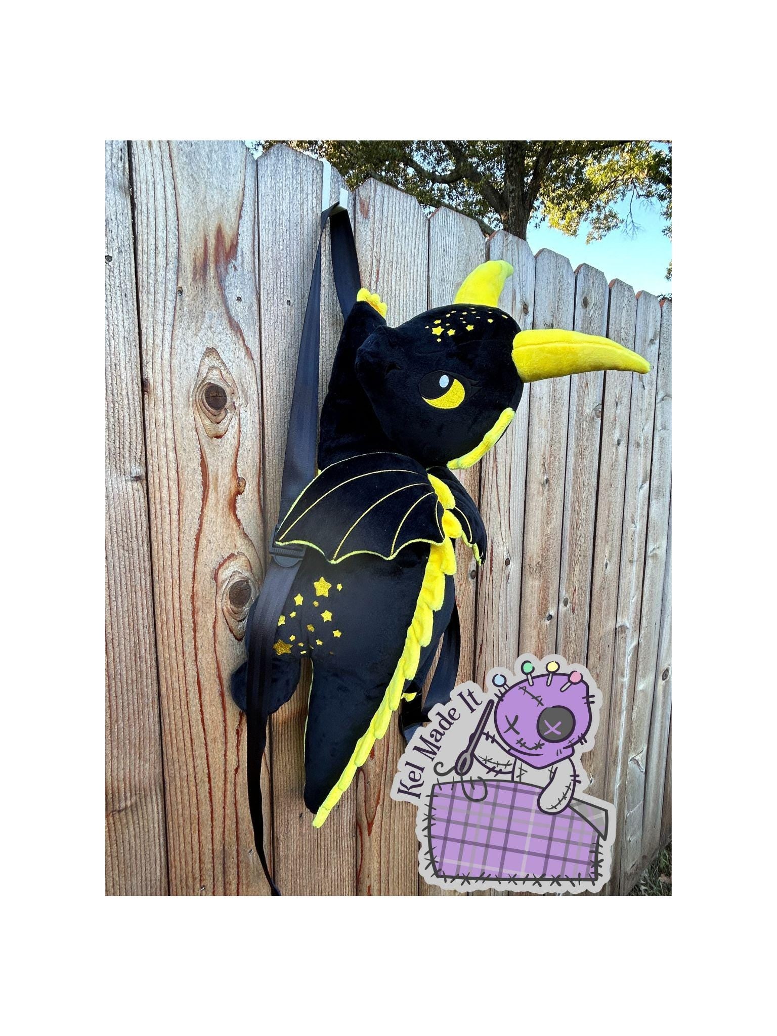 Yellow Stars Dragon Plush Backpack